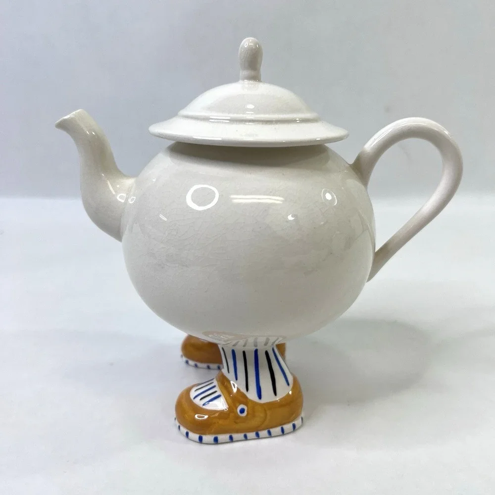 Carlton Walking Ware Teapot Yellow Shoes 1970s Lustre England Vintage Tea Pot